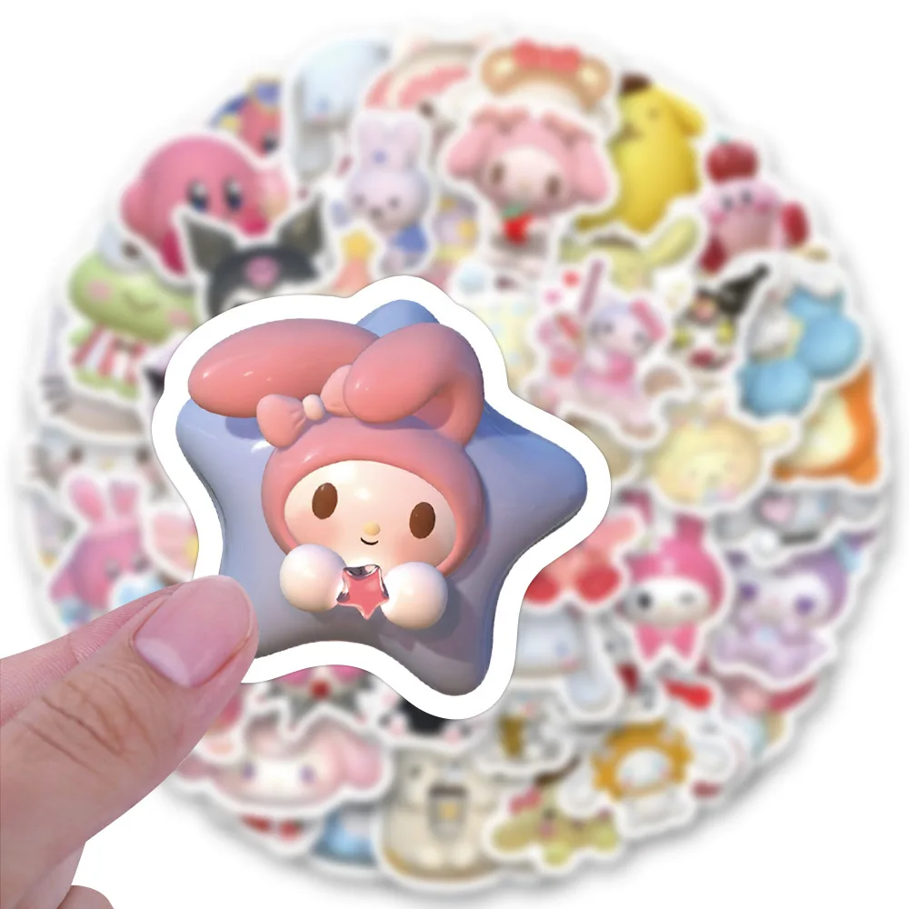 100PCS Cartoon Cute Sanrio Hello Kitty Sticker Kuromi DIY Phone Fridge Laptop Sticker Decoration Classic Toys Gift 3