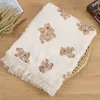 Cute Bear Muslin Squares Cotton Baby Blanket for Newborn Plaid Infant Swaddle Blanket Babies Accessories Bed Summer Comforter 3