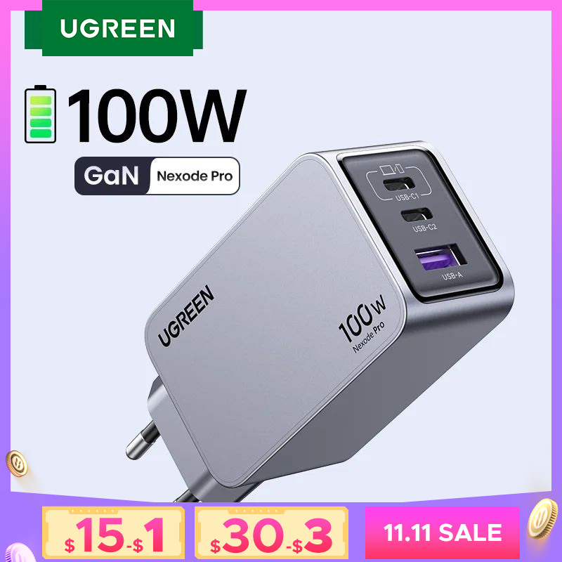 UGREEN 100W GaN Charger USB C Charger QC4.0 3.0 Quick Charge For Macbook Laptop Tablet PD Fast Charger For iPhone 16 15 14 Pro