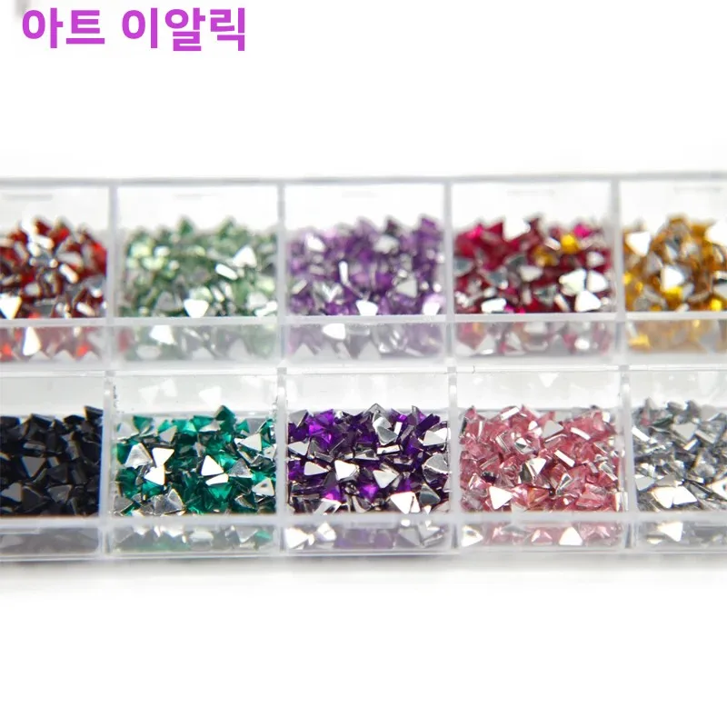 3000개 2mm 3D 실버 네일 아트 라인스톤 라운드 믹스 눈물방울 하트 스티커 보석 데코 글리터 네일 장식 공예