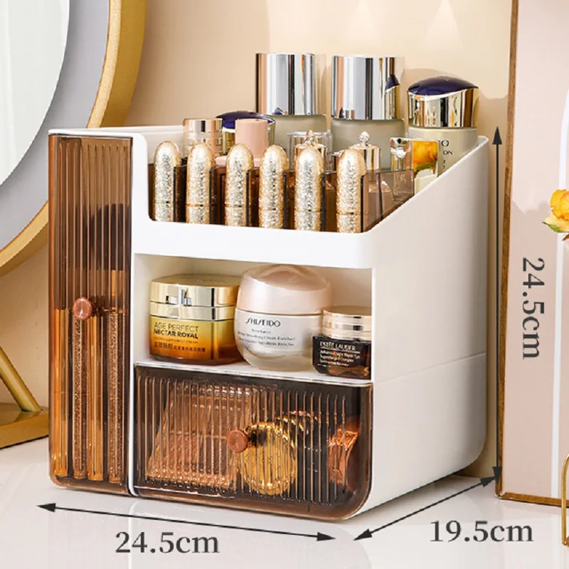 Luxury Large Capacity Cosmetics Storage Box Multifunctional Storage Rack Desktop Dresser Table Dustproof Makeup Organizer Case