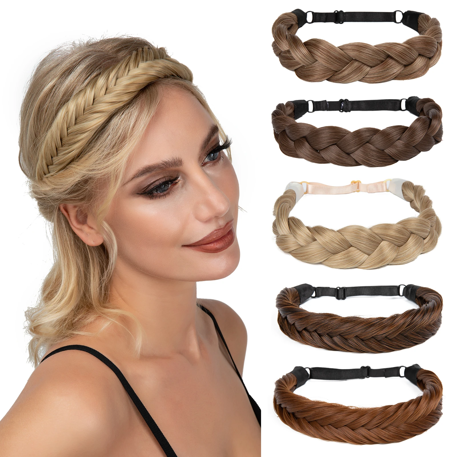 Kaufe Twist Perücke Stirnbänder Für Frauen Breite Fishbone Zöpfe