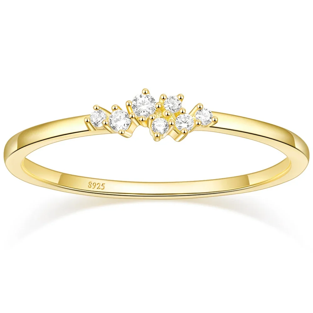 

Fashion 1.5mm 925 Sterling Silver 14K Gold-plated CZ Wedding Ring with Stackable Cubic Zirconia Engagement Ring