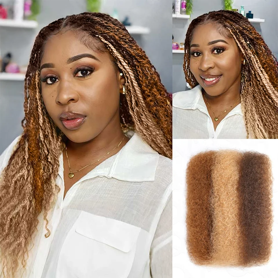 QVR Afro Kinky Bulk Hair No Attachment QVR Afro Curly Bulk Human Hair Rebecca Virgin Remy Dreadlock 50G/Pack Highlight Braids 2