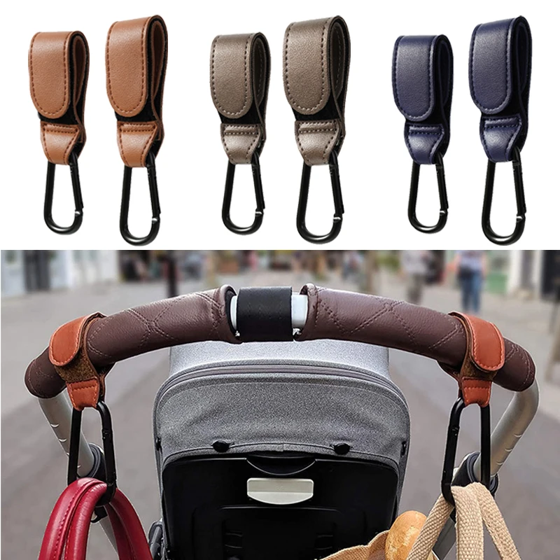 Pu Leather Stroller Accessories  Leather Baby Bag Stroller Hook - 1/2pcs  Baby Bag - Aliexpress