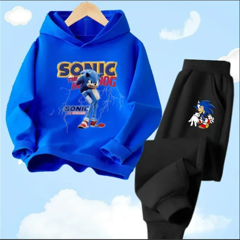 Conjunto de sudadera con capucha Sonic Tops, ropa para bebés de 2 a 12 años, ropa de abrigo para niños, sudadera de primavera 2024 para niñas, ropa para madres y niños