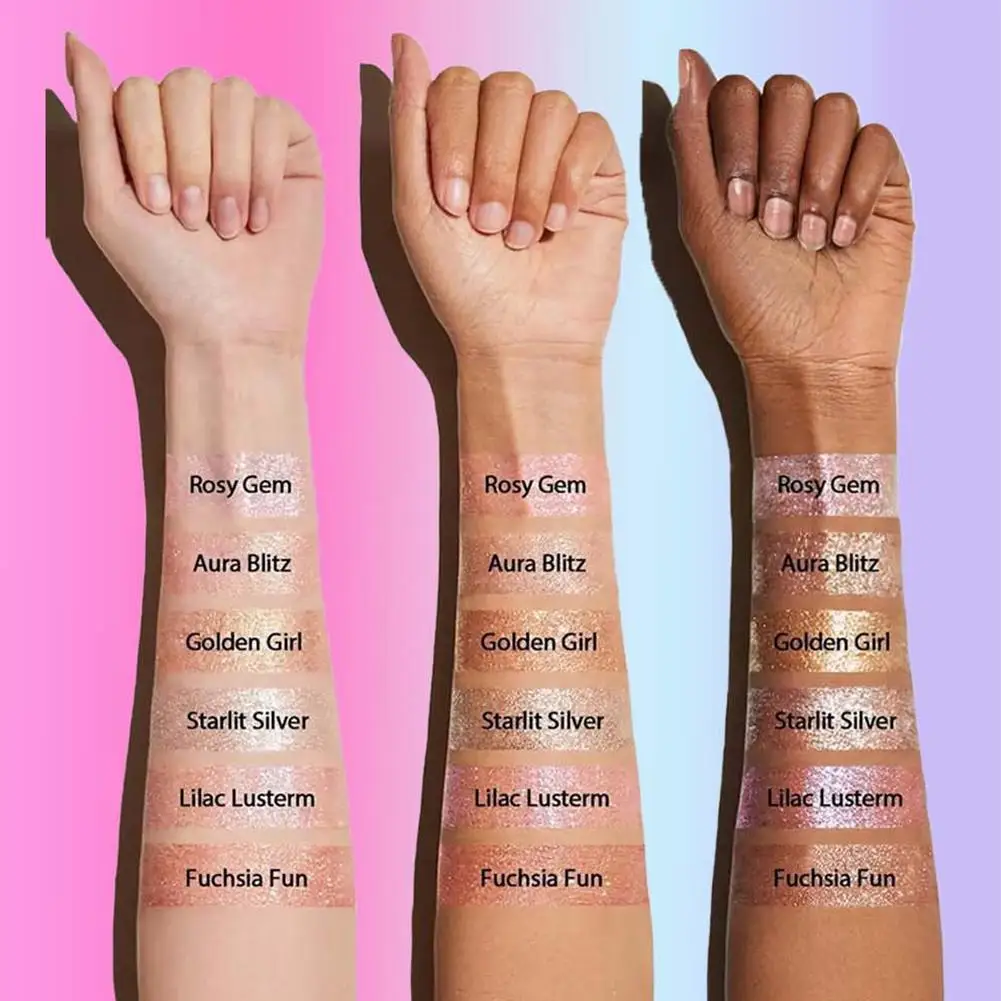 PAGE VINE Crystal Jelly Highlighter Stick Super Shiny Multicolor Eyeshadow Highlighter Long-Lasting Makeup Stick eyeshadow stick makeup highlighter