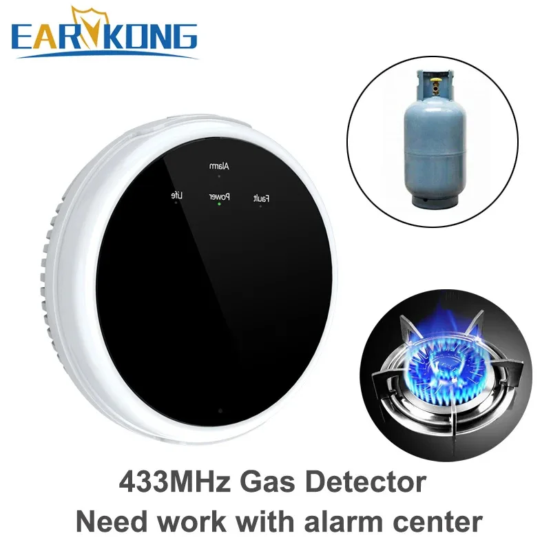 433MHz Wireless Gas Leakage Detector Combustible Propane Butane Methane Natural Home Burglar Alarm