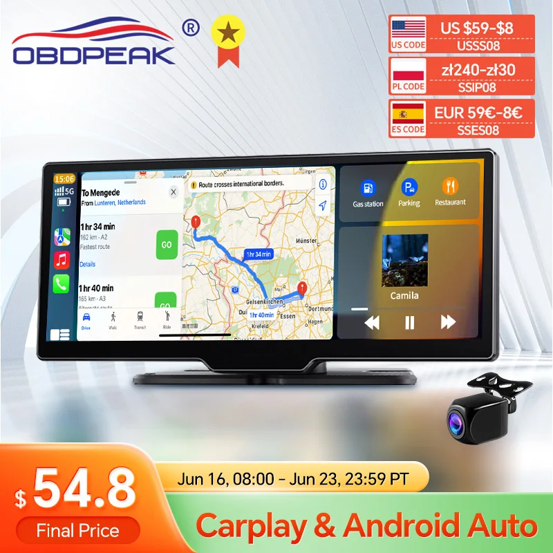 2024 K2 10.26" Dash Cam 4K 2160P Rearview Camera Carplay & Android Auto GPS Navigation with Voice Control Car DVR BT FM Monitor