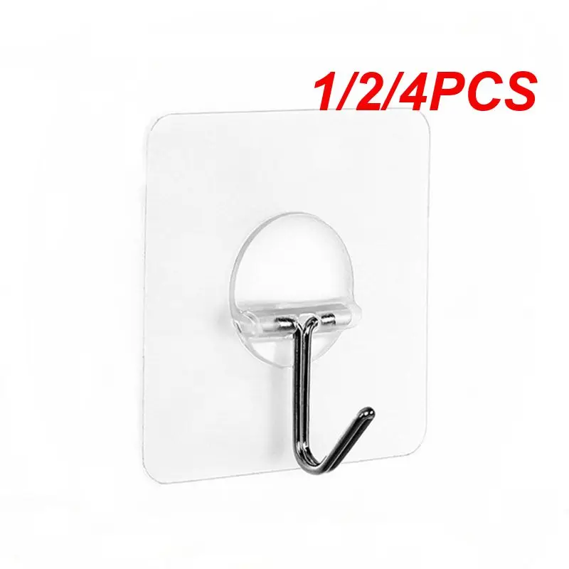 

1/2/4PCS Multi Use Self Adhesive Hook Wall Hooks Strong Transparent Suction Cup Sucker Hanger Kitchen Bathroom Door Traceless