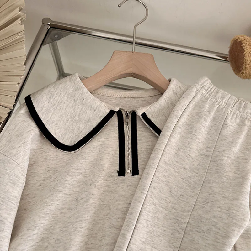 Humor Bear Girls' Spring and Autumn Korean Fashion Baby Doll Neck Long-sleeved Hoodie+Pants  Two Piece Set Casual Outfit 3-7Y 5