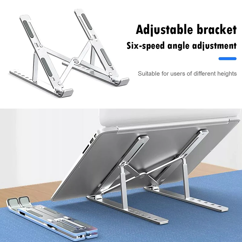 Adjustable Portable Aluminum Laptop Stand - Enhanced Stability and Cooling, Foldable Notebook Holder