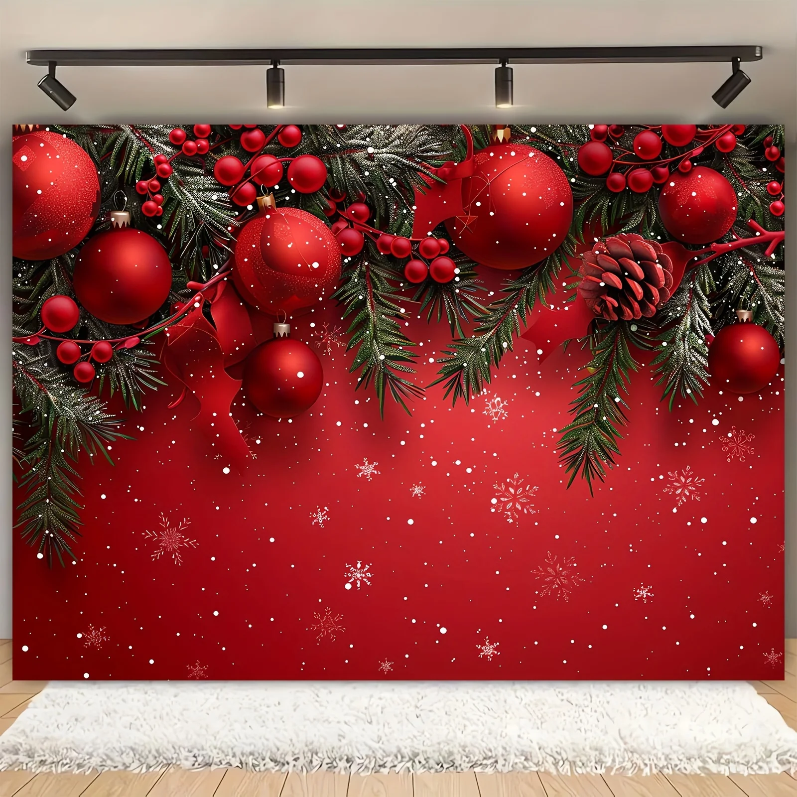 Glitzernder Schneeflocken-Weihnachtshintergrund, multifunktionaler Fotohintergrund aus Polyester, Festivals, Geburtstagsfeiern und Fotokabinen – Detail 8