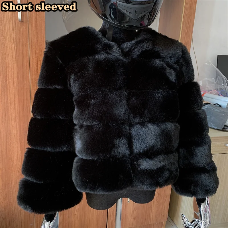 Winter coat for faux fur coat women new outerwear Fox fur short coat Fake fur  jacket furry fluffy jacket luxury woman fur Fake 3