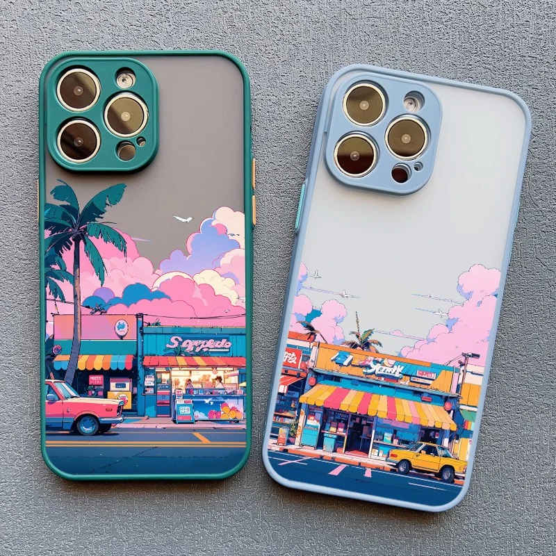 Strandsonnenuntergang Kokospalmen Matte Handyhülle für iPhone 13 12 Mini 11 Pro Max 17 16 15 14 Pro Max Plus XR XS X Rückseiten-Cover – Detail 16