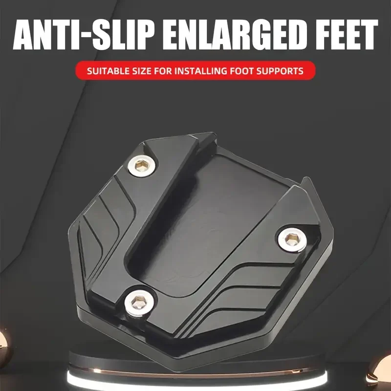 Motorcycle Kickstand Pad Aluminum Alloy Motorcycle Kickstand Pad All-Terrain Vehicle Footrest Support Non-Slip Side Stand Plate Enlarged Base Accessory
