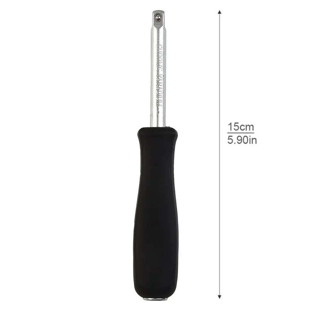 Connecting Rod Screwdriver Spinner Square Rubber Handle 1/4 150mm 6.3mm Bottom Hole