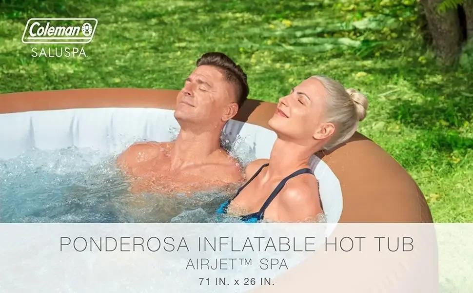 Description Picture 2 of itemColeman SaluSpa AirJet 2 to 4 Person Round Inflatable Hot Tub Portable Outdoor Spa with 60 Soothing AirJets and Insulated Cover,
