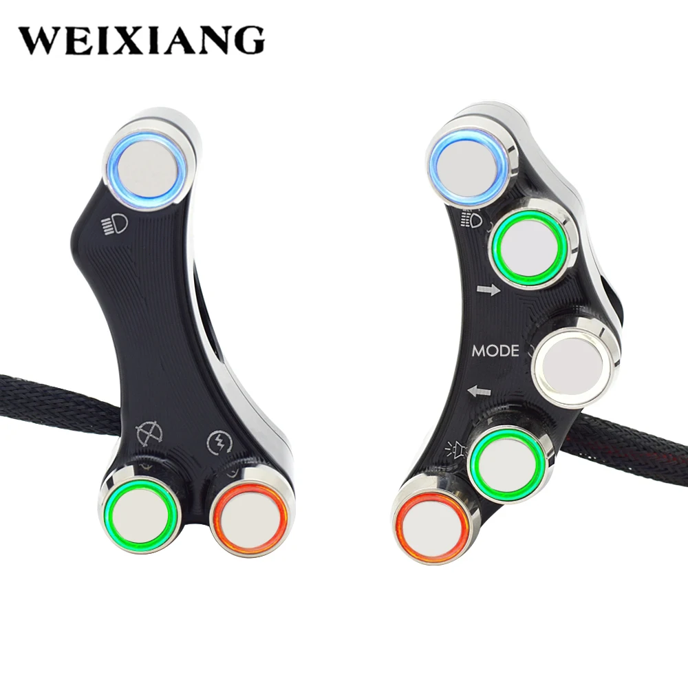 7/8" CNC Aluminum Alloy Motorcycle Switches Handlebar Mount Switch Headlight Fog Light ON Off Start Kill Horn Lock Reset Button