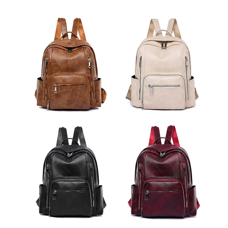 

2023 Elegant Bagpack Women Leather Backpack High Quality Female Shoulder Bag Casual Backpack Purse School Bag For Teenager Girls