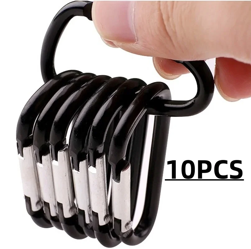Outdoor Carabiner 10PCS D-shaped Bold Metal Travel Kit Camping Aluminum Survival Gear Mountaineering Hooks