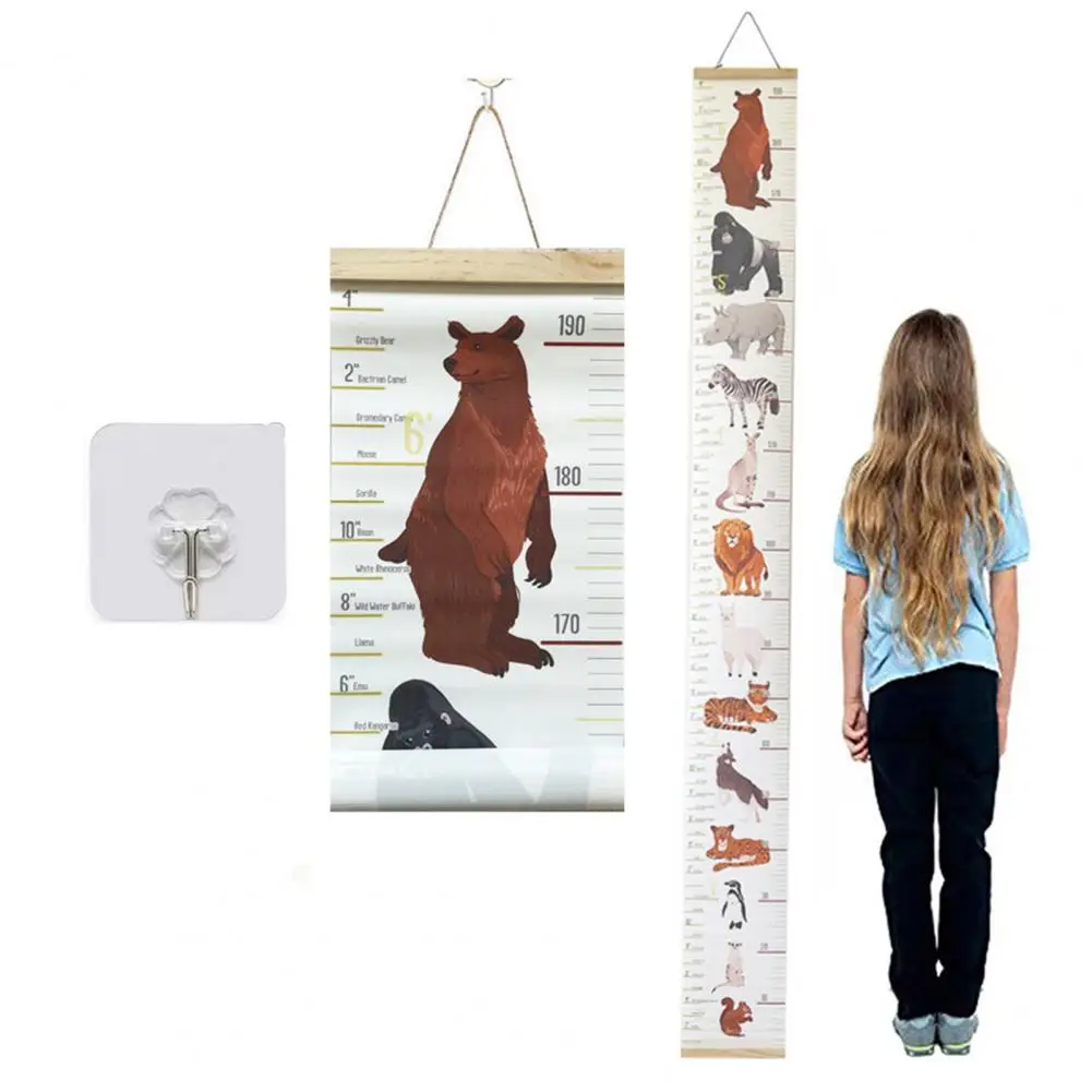 Colorful Height Chart for Children Kids Growth Chart Children's Growth Wall Hanging with Cartoon for Boys Bedroom