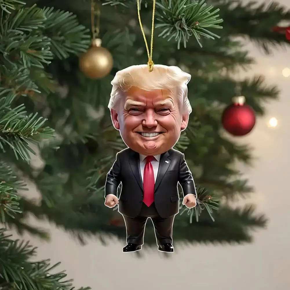Inspired Acrylic Flat Christmas Decor Christmas Tree Hanging Cartoon Funny Ornament Pendant 2D christmas tree decoration 1pc