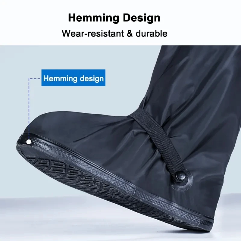 Black New Waterproof Wear-resistant High-tube Motorcycle Rain Boot Covers Outdoor Travel Rain Shoe Covers Motocross Riding Sport bicycle shoe covers