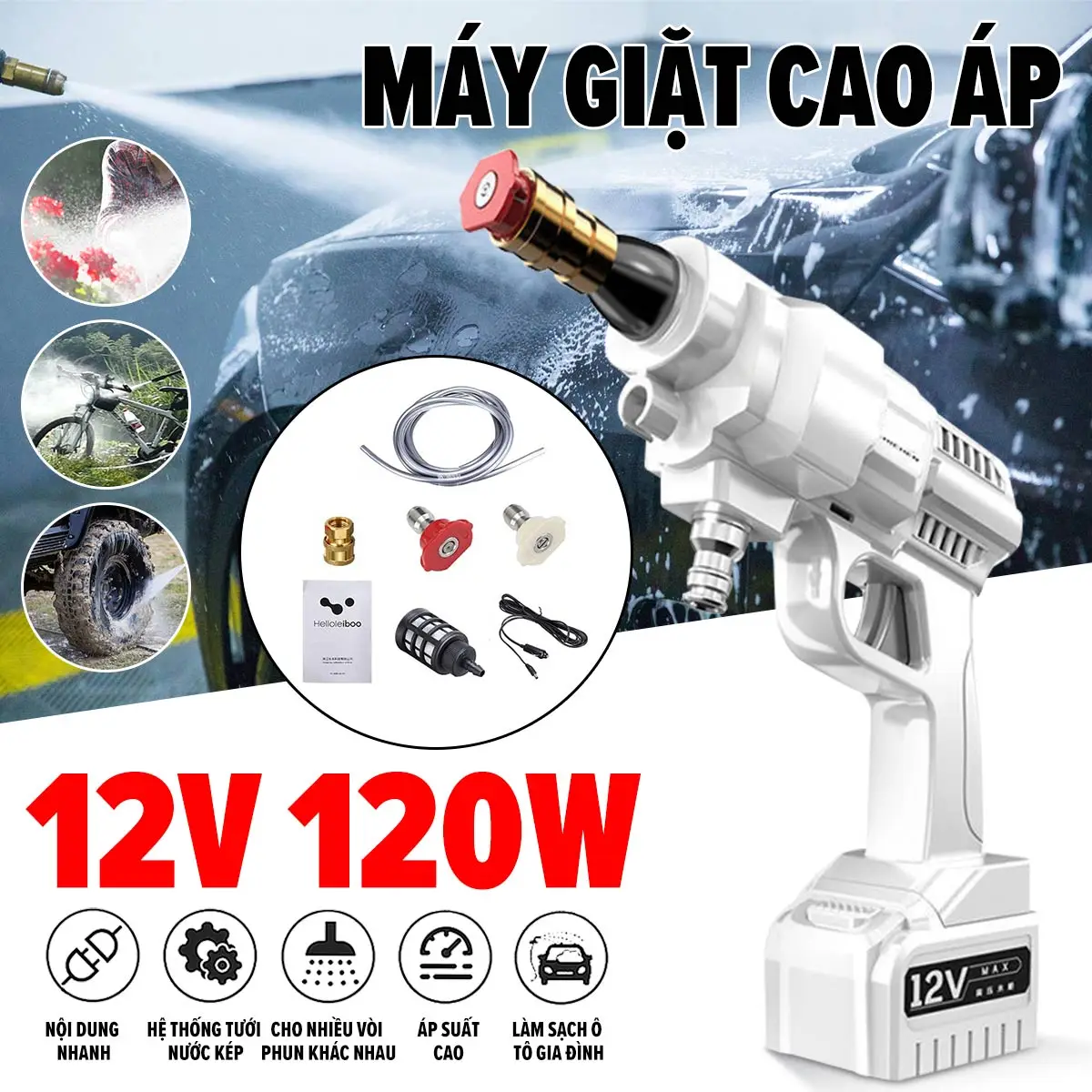 

12V Cigarette Lighter Type high pressure washer Car Wash Water Gun Lithium Battery Portable Car Foam Generator for Washing