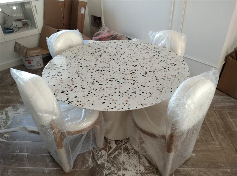 Description Picture 3 of itemNordic Minimalist Slate Dining Tables Small Apartment Dining Table and Chair Set Light Luxury Household Solid Wood Round Tables