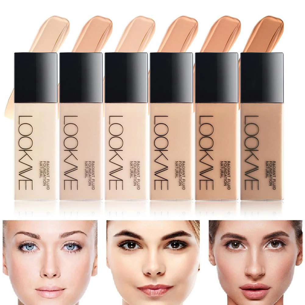 LOOKAVE Liquid Foundation Long Lasting Full Coverage Flawless Soft Matte Foundation Base Makeup Moisturizing Concealer CC Cream