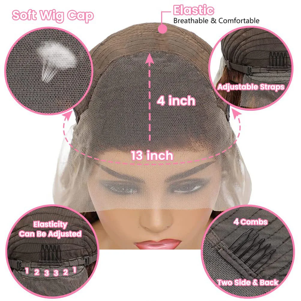 1B/30 Highlight Ombre Lace Front Wig Human Hair 200 Density Deep Wave 13x6 HD Transparent Lace Frontal Wigs Human Hair For Women