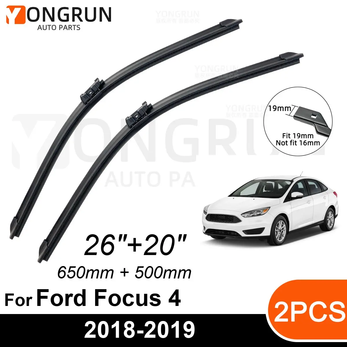 

Car Front Windshield Wipers For Ford Focus 4 2018-2019 Wiper Blade Rubber 26"+20" Car Windshield Windscreen Accessories