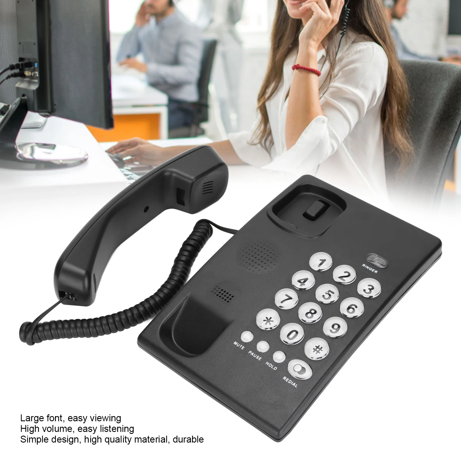 KXT504 Desktop Corded Telephone Multifunctional Large Button Landline Phone for Home  Hotel Large Button Landline Phone