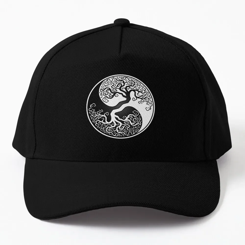 

White and Black Tree of Life Yin Yang Baseball Cap Snap Back Hat Kids Hat Custom Cap Designer Man Women's
