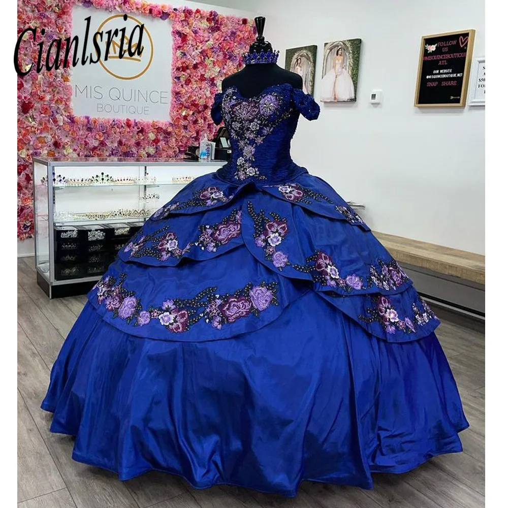

Роскошные платья принцессы Quinceanera с открытыми плечами и вышивкой, кружевные аксессуары для девочек, изготовленные на заказ