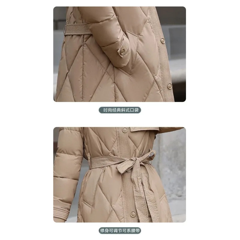 2023 New Women Down Jacket Winter Coat Female Mid Length Version Parkas Thick Warm Slim Fit Outwear Fur Collar Fashion Overcoat