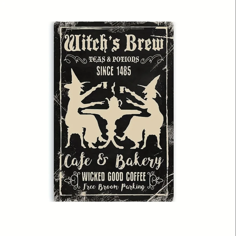 

Witchs Brew Cafe Bakery Wicked Good Coffee Halloween Metal Tin Sign Frameless/Wall Art Deco Metal Tin Sign Plaque 12x8 Inch