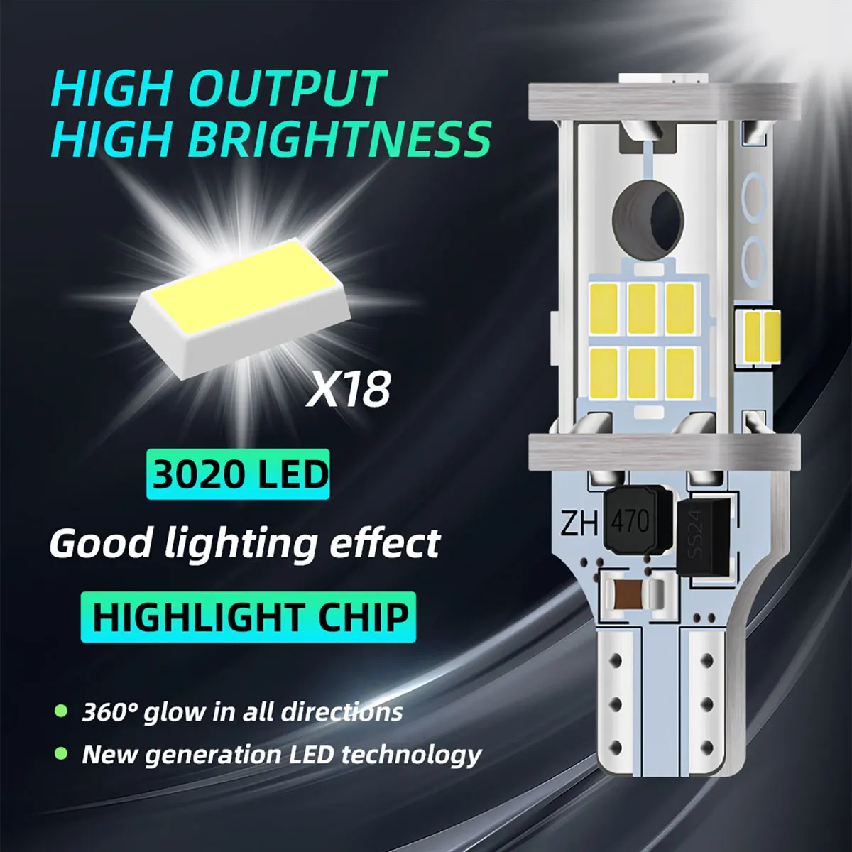 �ڵ��� ��� ������� ĵ���� LED ����, T15 W16W, ���� ���� 3020, 12V ���, ������ ���� ����, 2 ��