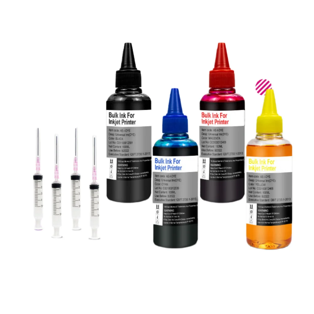 Kit Ricarica Inchiostro 100Ml Per Hp 21 22 301 302 304 121 122 123 650 652 300 140 141 350 351 343 338 Xl Cartuccia Stampante Inchiostro Dye