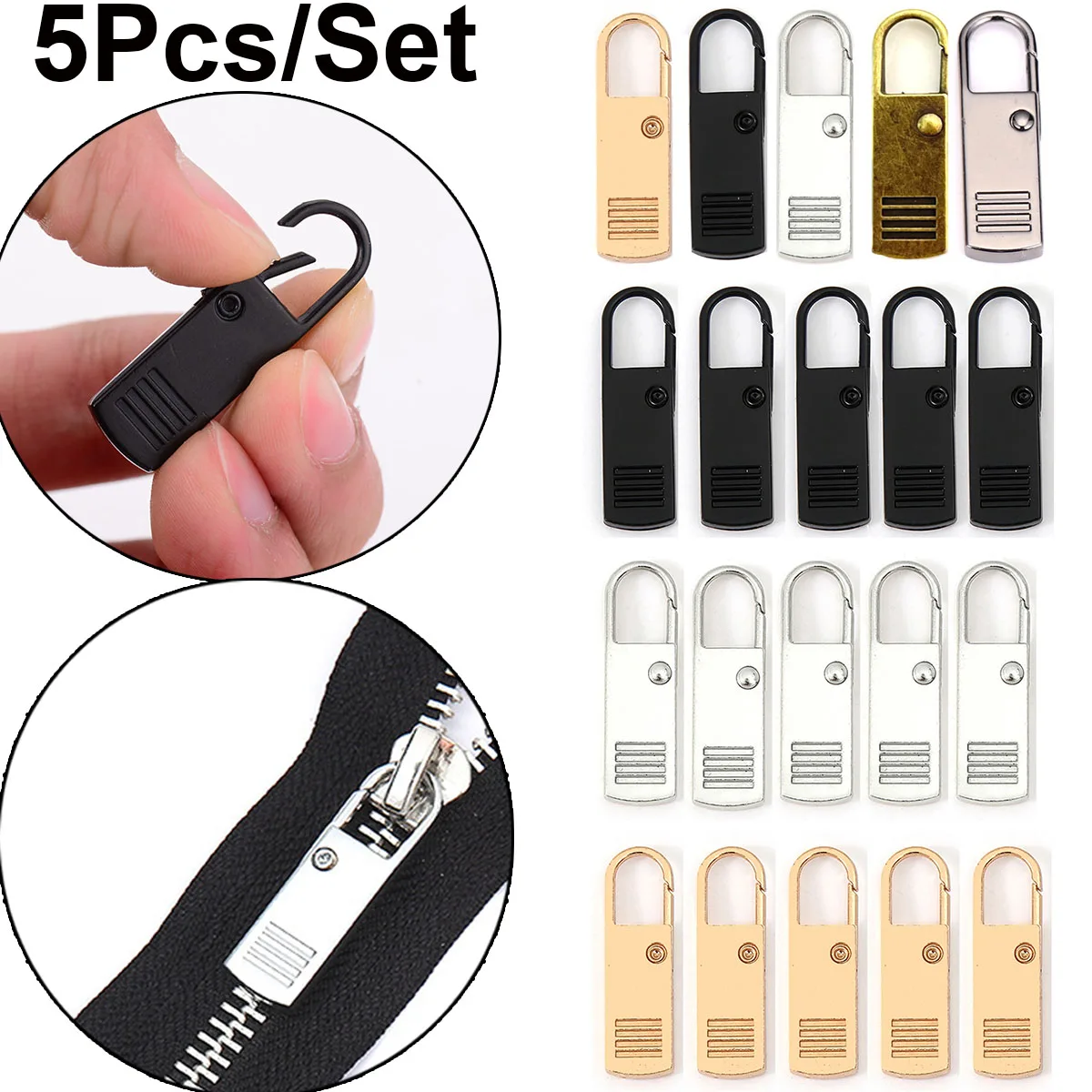 5pcs Zipper Repair Kit: Instantly Fix Your Broken Buckles, Suitcase Zippers,  and DIY Crafts!