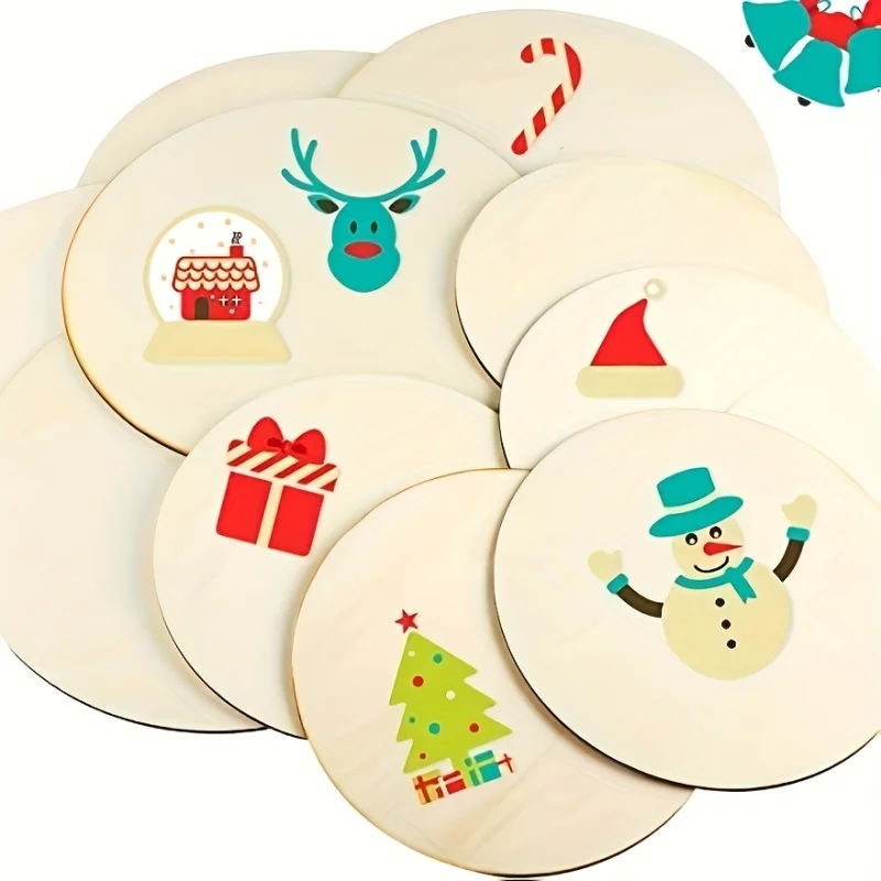 Wood Slices 5pcs 6 Inch/ 8 Inch Wooden Circles Round For Crafts Christmas Blank Slices Discs For DIY Hanging Ornaments Painting