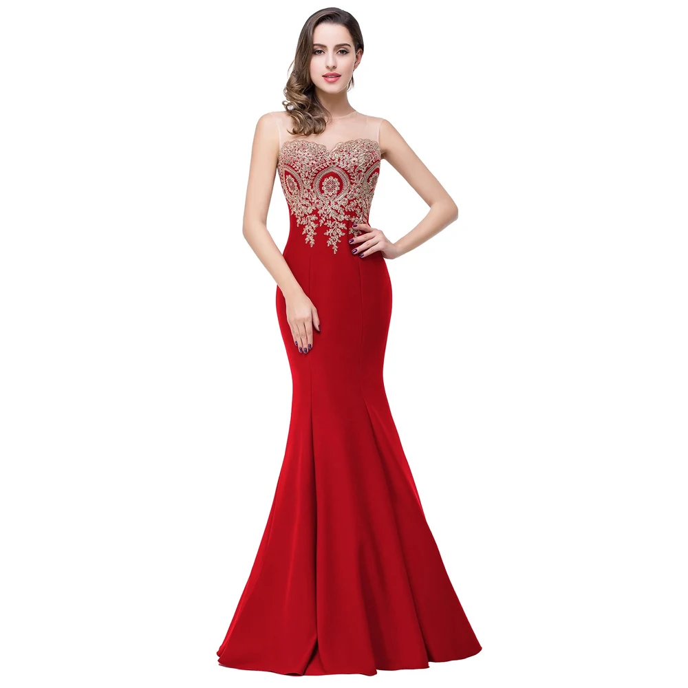 MisShow Red Evening Maxi Dresses 2024 Gold Appliques Bodice Long Mermaid  Cocktail Formal Party Prom Gowns Vestido De Fiesta - AliExpress 320