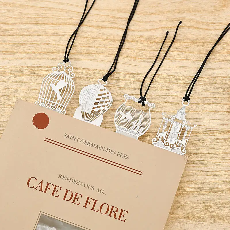1-4 Pcs 직선 자 금속 측정 도구 문구 그리기 선물 학교 사무용품 말 새장 속이 빈 책갈피