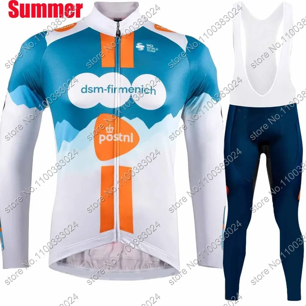 Description Picture 3 of item2024 DSMFUL Team Cycling Jersey Set Long Sleeve Blue Winter Netherlands Clothing Bike Thermal Jacket Suit Pants MTB Maillot Ropa