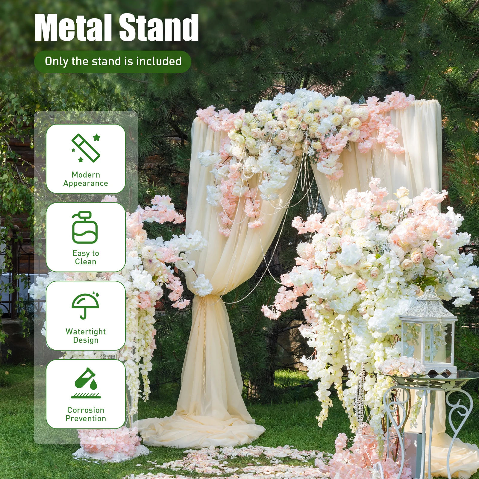 6.6 x 6.6 FT Heavy Duty Wedding Arch Square Metal Backdrop Stand Adjustable Height Bases for Outdoor Party Event Decoration