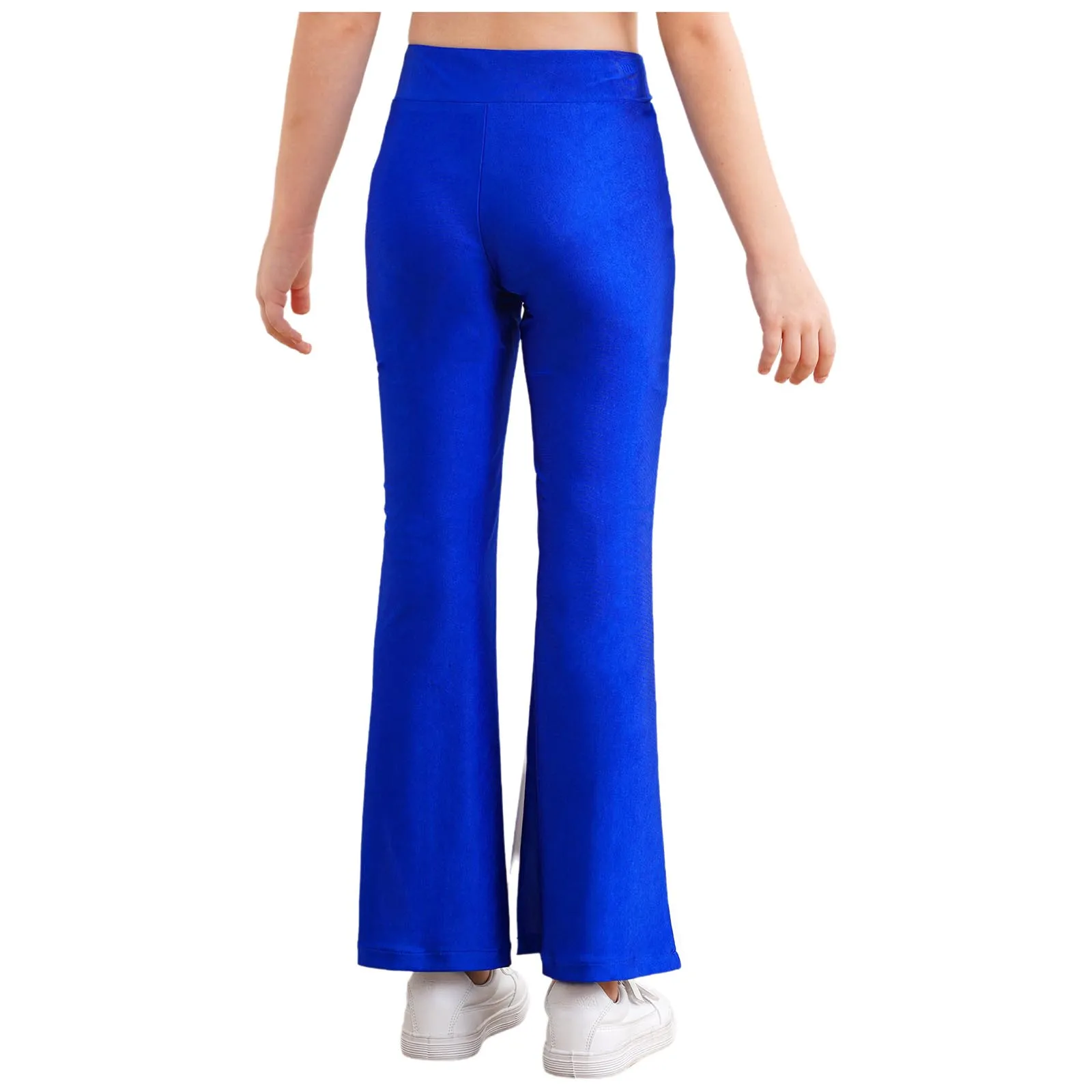 Children's Dance Pants Practice Boys And Girls V-Front Elastic Waistband Slim Latin Dance Jazz Blue Bell Bottom Trousers