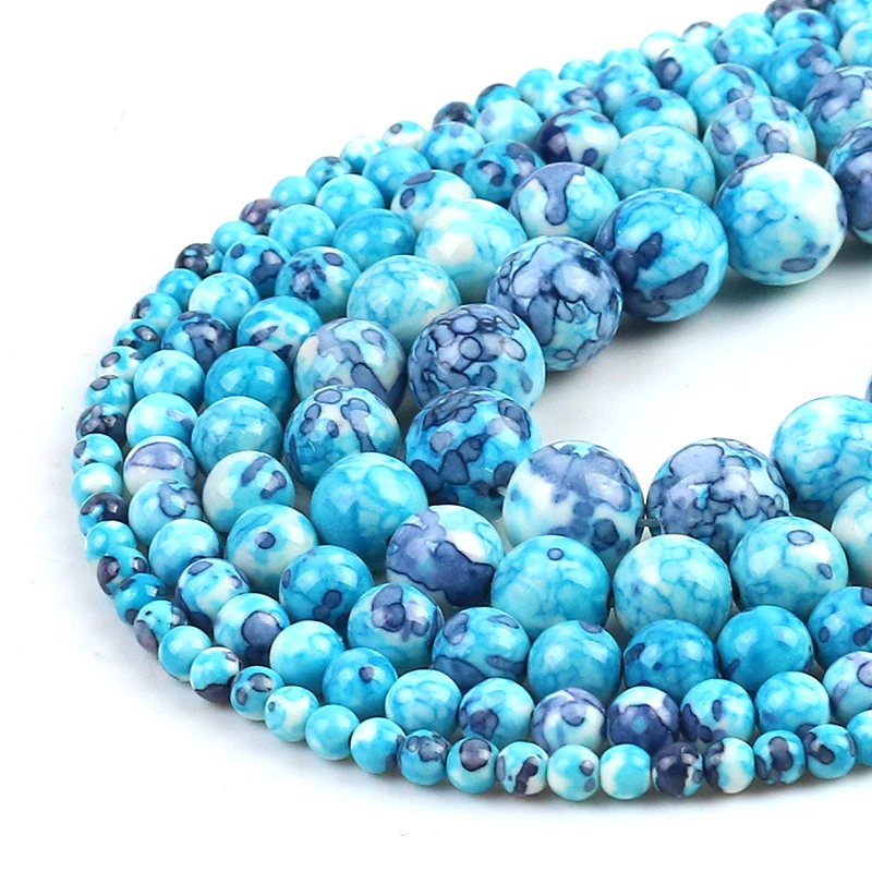 Vibrant Orange and Blue Jasper Round Beads for DIY Jewelry Making - Natural Loose Stones in Various Sizes