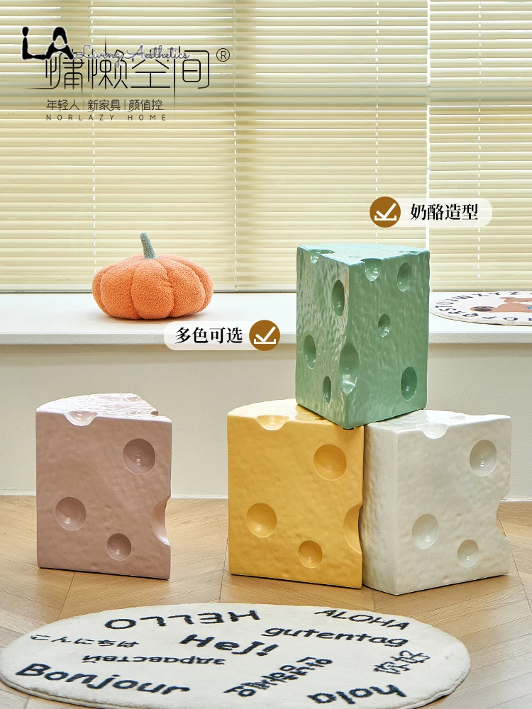 

LA Creative Cheese Hamburger Corn Ice Cream Low Stool Living Room Door Personality Ornament Decorative Resin Stools muebles