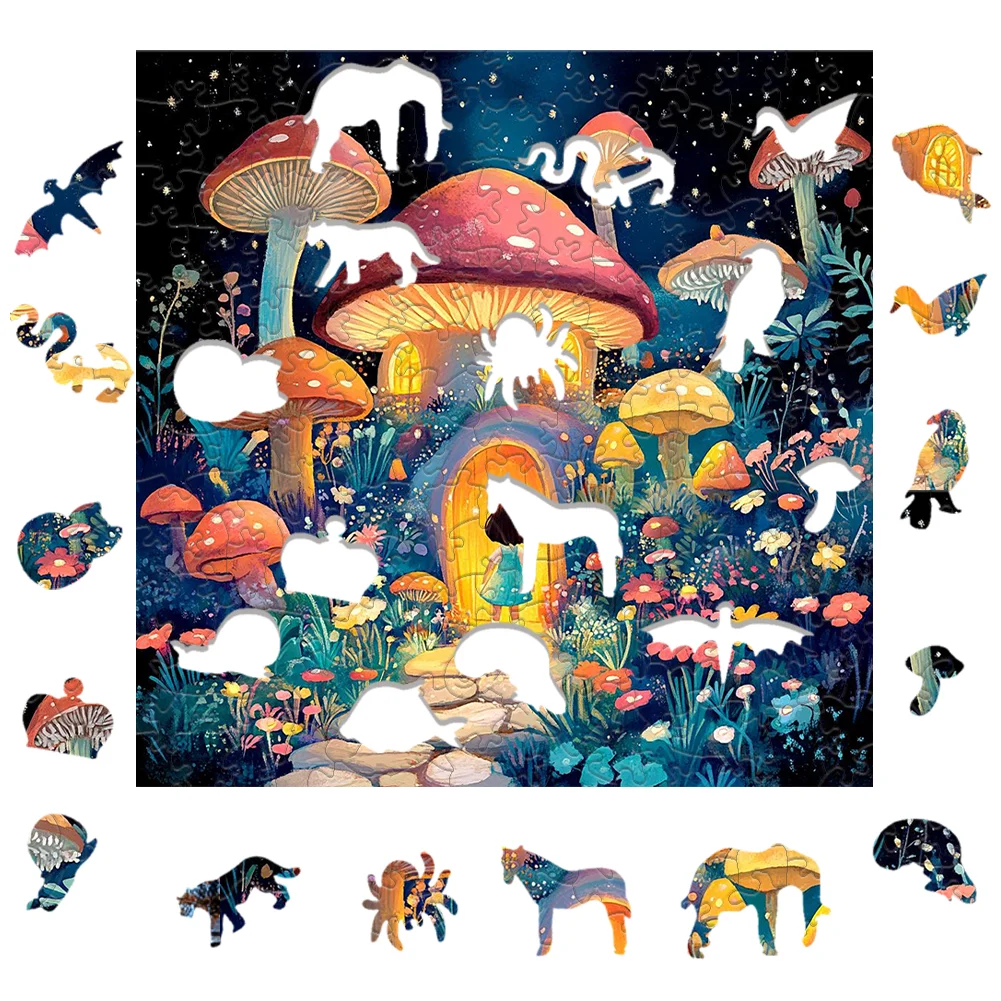 Wooden Jigsaw Puzzle Family Assembly Party Game Holiday Wall Decor Wooden Jigsaw Nano glue can be pasted Puzzle 6